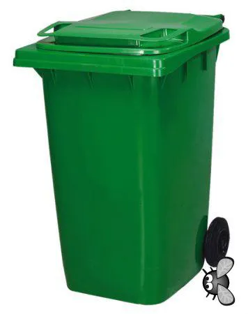Бак для сміття 240 літрів, контейнер пластиковий зелений
