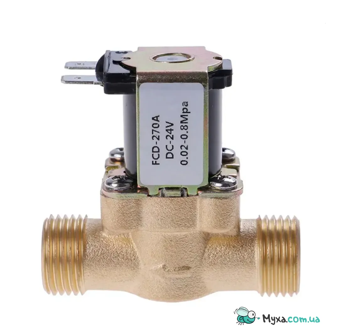 Solenoid valve Brass 24 Volt 1/2", for water, plumbing, liquids