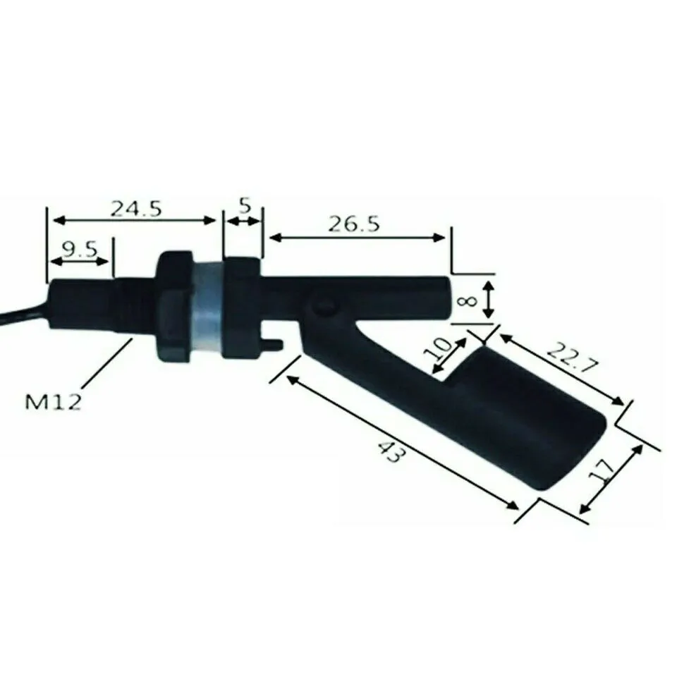 Float level sensor for water and liquids - Black Plastic - up to 220V