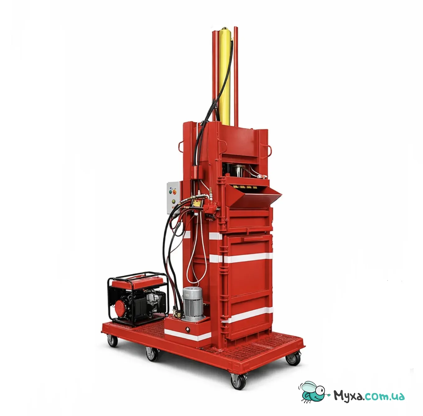 Передвижной 12 тонный гидравлический пресс для макулатуры, ПЭТ и плёнки