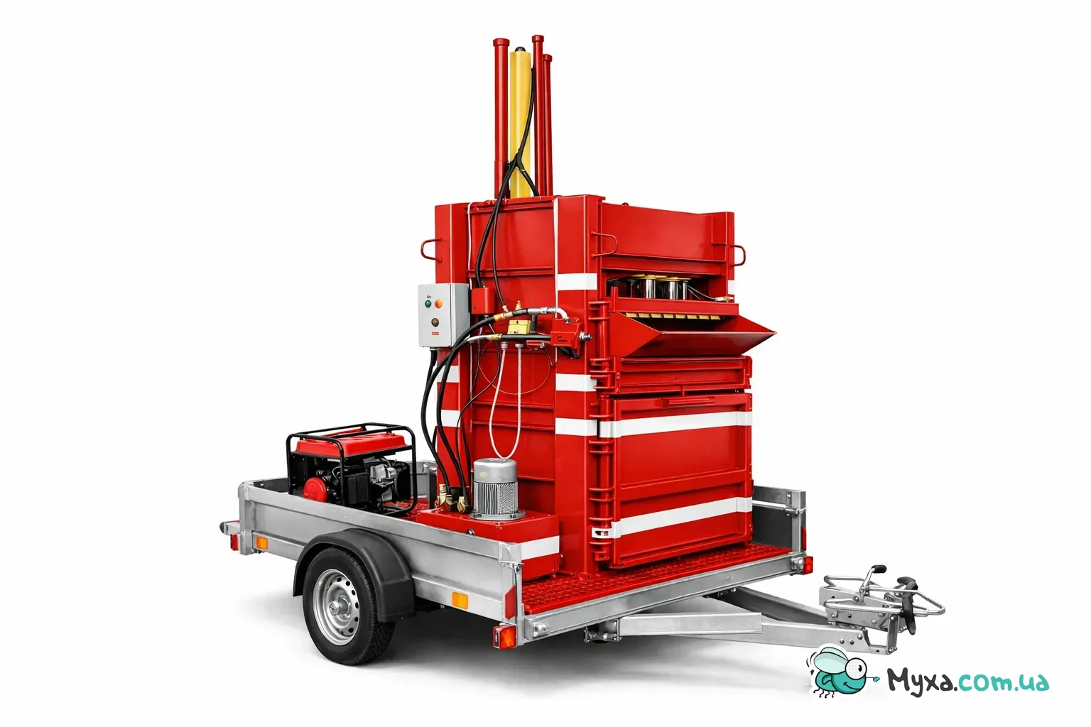 Мобильный 12 тонный гидравлический пресс на автомобильном прицепе для макулатуры